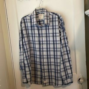 Wrangler western Shirt Blue Plaid Mens Sz XL Like New